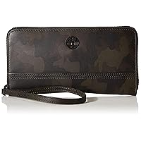 Timberland womens Leather Rfid Zip Around Wallet Clutch With Strap Wristlet, Camo, One Size US