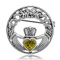 Sterling Silver 925 Charm Claddagh Celtic Iris Friendship Brooch Pin
