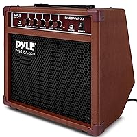 Pyle Acoustic Electric Guitar Amplifier, 15 Watt Portable Mini Amp with Chorus, Volume, Bass, Middle, and Treble Knobs, Headphone Output, Small 8 Inch Speaker for Practice and Portability