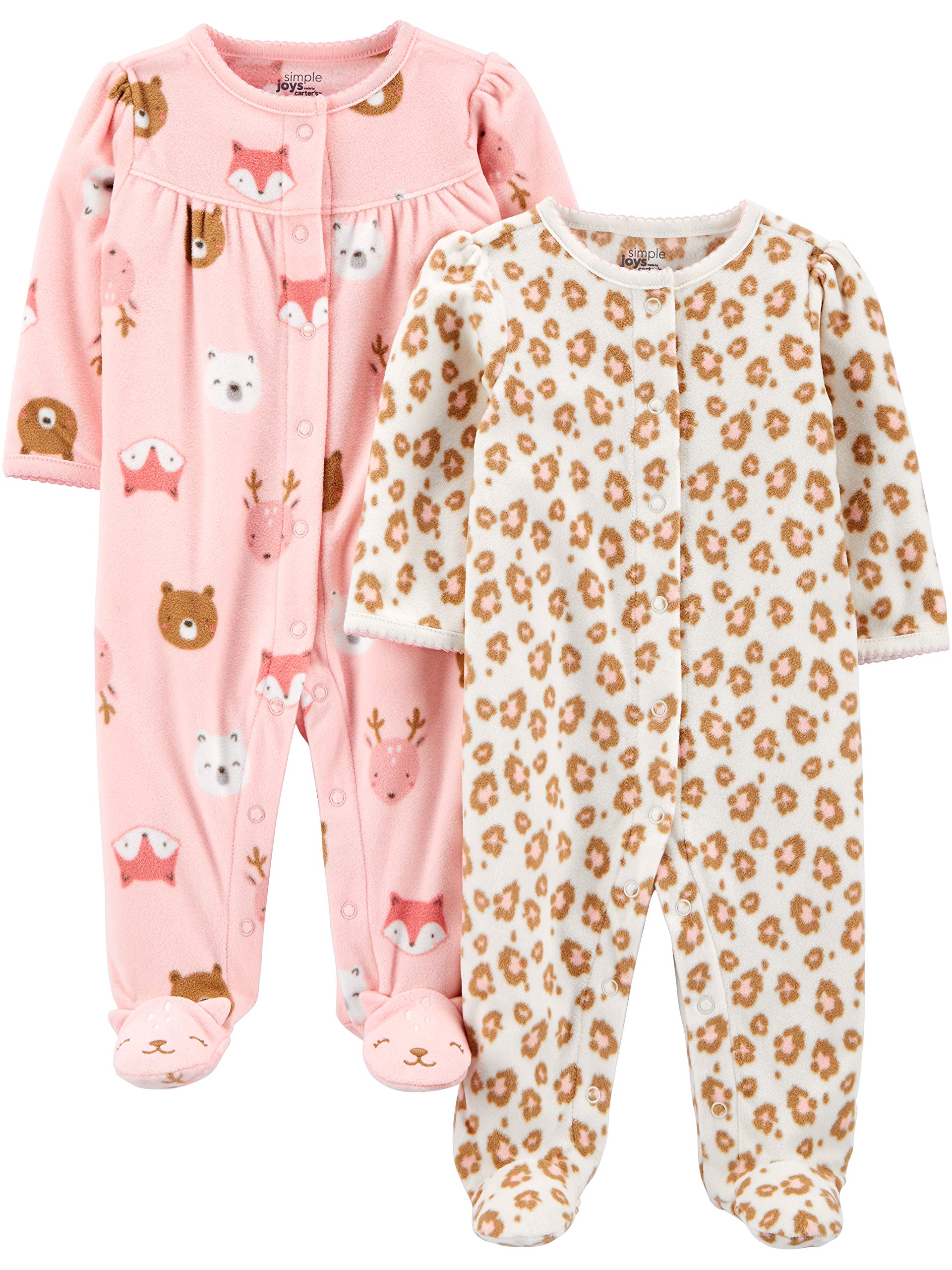 Simple Joys by Carter's Baby Girls' Fleece Footed Sleep and Play, Pack of 2