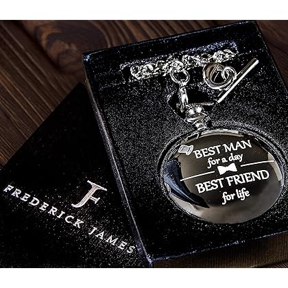 FJ FREDERICK JAMES Best Man Gifts for Wedding I Best Man Proposal Gift -Best Man for a Day Pocket Watch I Best Man Gift I Will You Be My Best Man Gifts