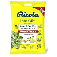 Ricola LemonMint Cough Suppressant Herb Throat Drops, Sugar Free, 45 Drops (Pack of 12), Fights Coughs Naturally, Soothes Throats