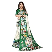 Art Silk Saree for Women Printed Indian Sari with Unstitched Blouse