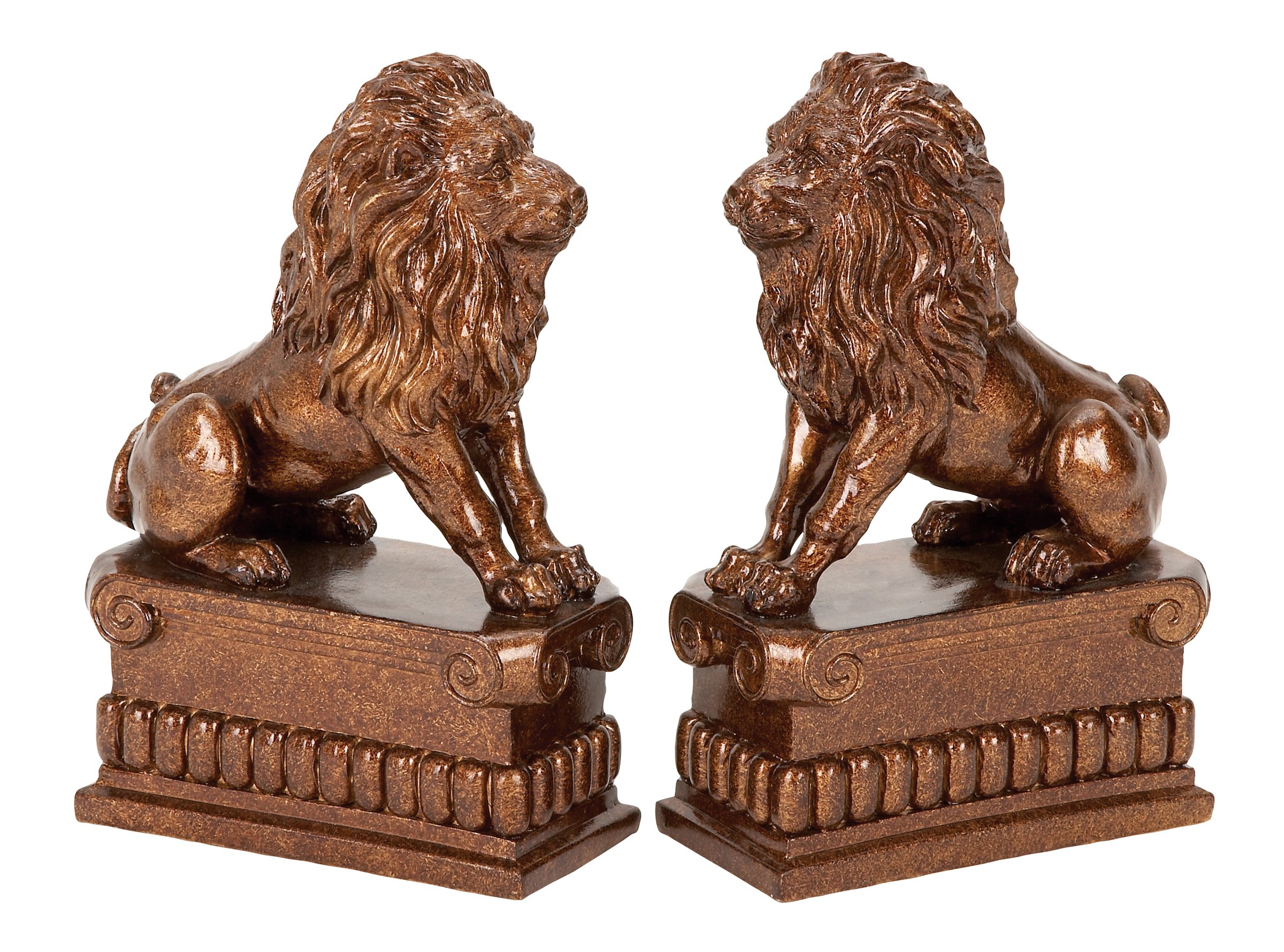 Benzara Polystone Lion Pair Unique Table and Shelfdecor with Utility Bookend