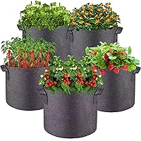 5 Pcs Grow Bags 5 Gallon Plant Grow Bags Multi-Purpose Nonwoven Fabric Pots with Durable Handles,Outdoor Garden Plant Pots for Vegetables Fruits Flowers Herb Succulent Bonsai Plants