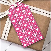 Pink Heart Diamond Damask Pattern Birthday Present Favor Gift Tags