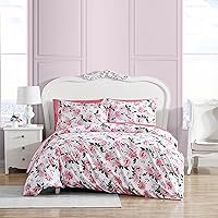 Queen Duvet Cover Set, Reversible Bedding with Matching Shams, All Season Home Decor (Blooming Roses Pink, Queen)