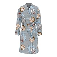 Rick and Morty SUPER PLUSH Full-Length Long Sleeve Fleece Wrap Robe with Head toss design, One size Fits all
