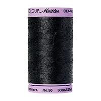 Mettler Silk-Finish Solid Cotton Thread, 547 yd/500m, Black