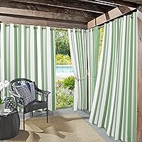 Sun Zero Valencia Cabana Stripe Indoor/Outdoor UV Protectant Energy Efficient Grommet Curtain Panel Pair, 54
