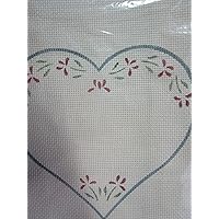 Heart with Flowers Stamped Aida Cloth