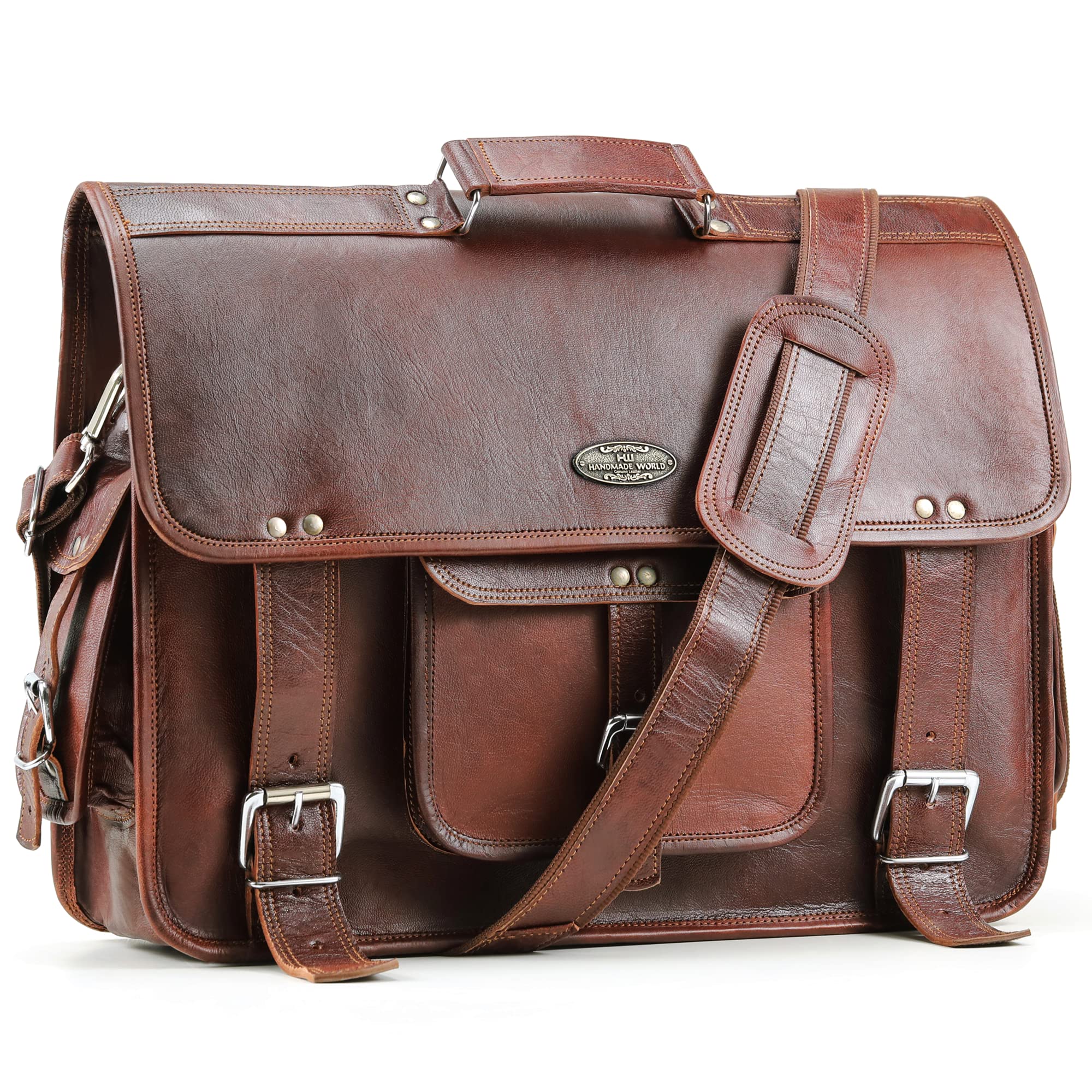 Men's Leather Briefcase Business Laptop Bag Waterproof Travel Satchel Bag  Messenger Bag for Men | NextGenChoice