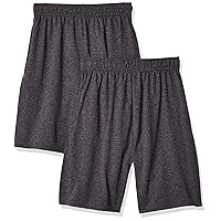 Hanes Boys' Big Jersey Short (Pack of 2), Charcoal Heather, Large