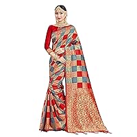 Elina fashion Sarees for Women Banarasi Art Silk Woven Saree - Indian Ethnic Gift Holi Sari with Unstitched Blouse
