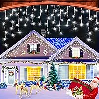 XURISEN 66ft Christmas Lights Decorations Outdoor, 640 LED 8 Modes Curtain Fairy Lights with 120 Drops,Plug in Waterproof Timer Memory Function for Christmas Holiday Wedding Party Decor