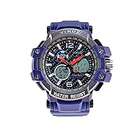 Sport Man Watch Blue and Dark Gray, Dual time, Digital and Analog