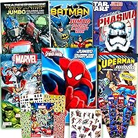 Superhero Coloring & Activity Book Set Bundle with 6 Assorted Books, Stickers and More ~ Avengers, Spiderman, Superman, Batman, Star Wars