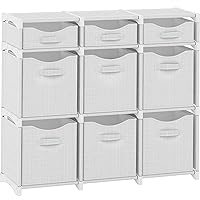 9 Cube Closet Organizers And Storage | Includes All Storage Cube Bins | Easy To Assemble Closet Storage Unit With Drawers | Room Organizer For Clothes, Baby Closet Bedroom, Playroom, Dorm (White Grey)