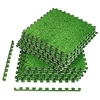 Sorbus Grass Foam Floor Tiles - 12 Interlocking Mats of 24