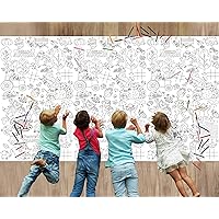 Wiooffen 82''x 47'' Thanksgiving Giant Coloring Tablecloth Posters Activity for Kids, Autumn Huge Fall Color-in Paper Poster Table Cover Arts and Crafts Great for Girls Boys Classroom Kindergarten