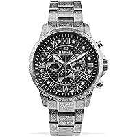 Louis XVI Palais Royal Men's Watch, Steel Strap, Black Carbon, with Diamonds, Roman Numerals, Analogue Quartz Chronograph, Stainless Steel, 1019