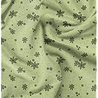 Soimoi Green Fabric - by The Yard - 54 Inch Wide - Dots & Floral Contemporary Material - Playful and Botanical Fusion for Various Uses Printed Fabric