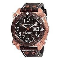 Hamilton Men's H78525533 Khaki Navy BelowZero Gold Tone Grey Dial Watch