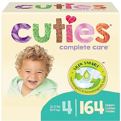 Cuties | Skin Smart, Absorbent & Hypoallergenic Diapers with Flexible & Secure Tabs | Size 4 | 164 Count