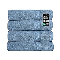 A1HC Wash Cloths Set (13x13 Inches), 500 GSM 100% Ring Spun Cotton, OEKO-TEX Green Certified, Zero Twist, Ultra Soft, Quick Dry & Highly Absorbent, Soft Washcloths (Bjou Blue, 4 Piece Wash Cloth)
