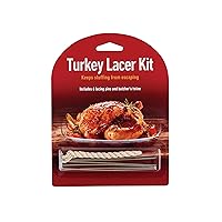 HIC Kitchen Turkey Lacer Kit, Cotton Butcher’s Twine & Reusable Stainless Steel Pins, Secure Stuffing, Easy-Pull, Oven Safe, Ideal for Poultry & Meats