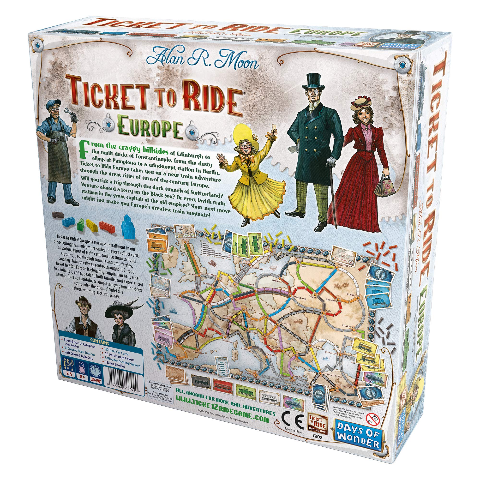 Ticket to Ride Europe Train Board Game for Adults and Family | Ages 8+ | For 2 to 5 players | Average Playtime 30-60 minutes | Made by Days of Wonder