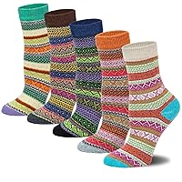 Loritta 5 Pairs Womens Wool Socks Thick Warm Soft Winter Knit Cozy Crew Socks Christmas Gifts