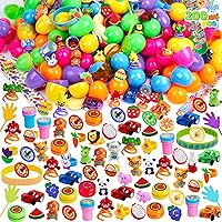 JOYIN 200Pcs Prefilled Easter Eggs with Assorted Toys Plus Stickers Inside, Stuffed Eggs for Easter Egg Hunt, Easter Basket Stuffers Fillers for kids, Party Favors, Classroom Prize Supplies