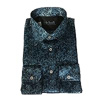 Italo Ferrelli Men's Designer 100% Silk Fashion Casual Dress Button Down Shirt