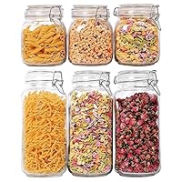 ComSaf Airtight Glass Canister Set of 6 Food Storage Jar （78oz/34oz） Storage Container with Clear Preserving Seal Wire Clip Fastening for Kitchen Canning Cereal,Pasta,Sugar,Beans,Spice