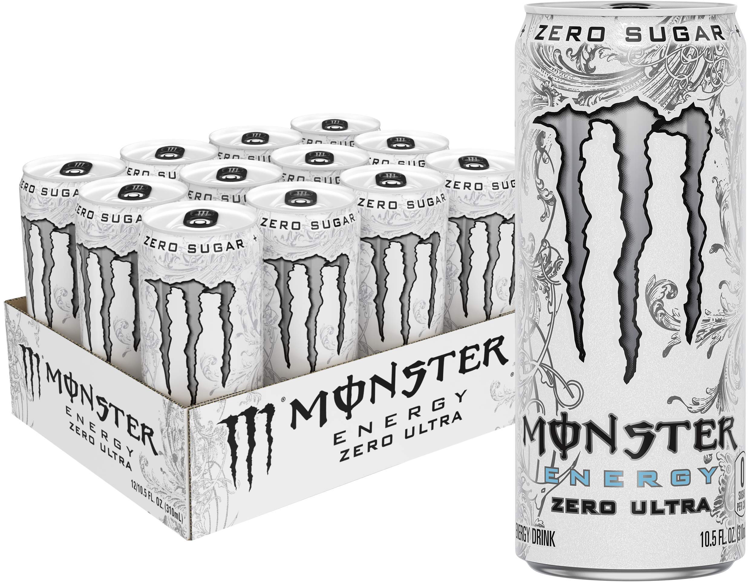 Monster Energy Zero Ultra, Sugar Free Energy Drink, 10.5 Ounce (Pack of 12)