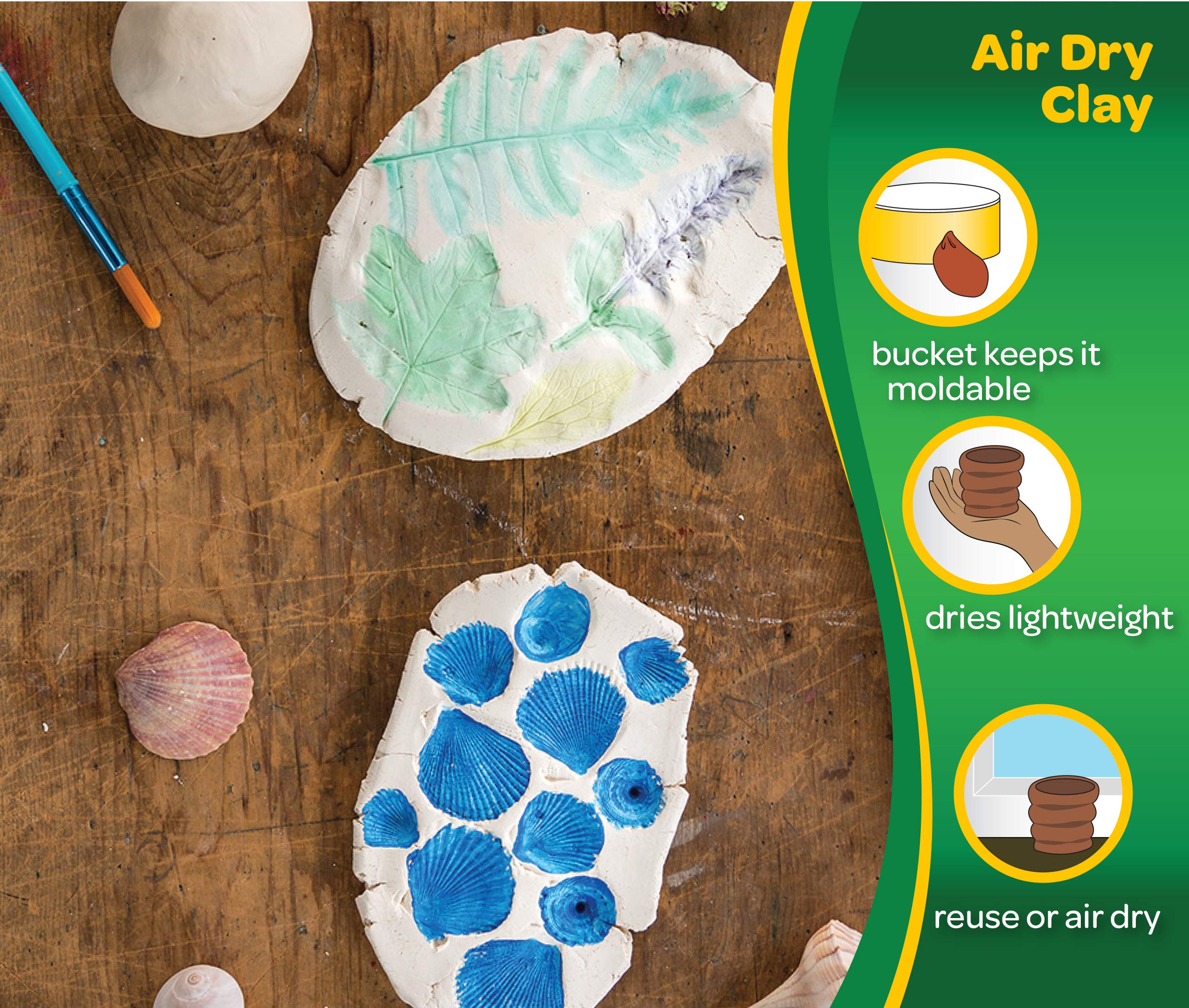 Crayola Air Dry Clay, White, 5Lb Bucket, No Bake Clay for Kids, Gift