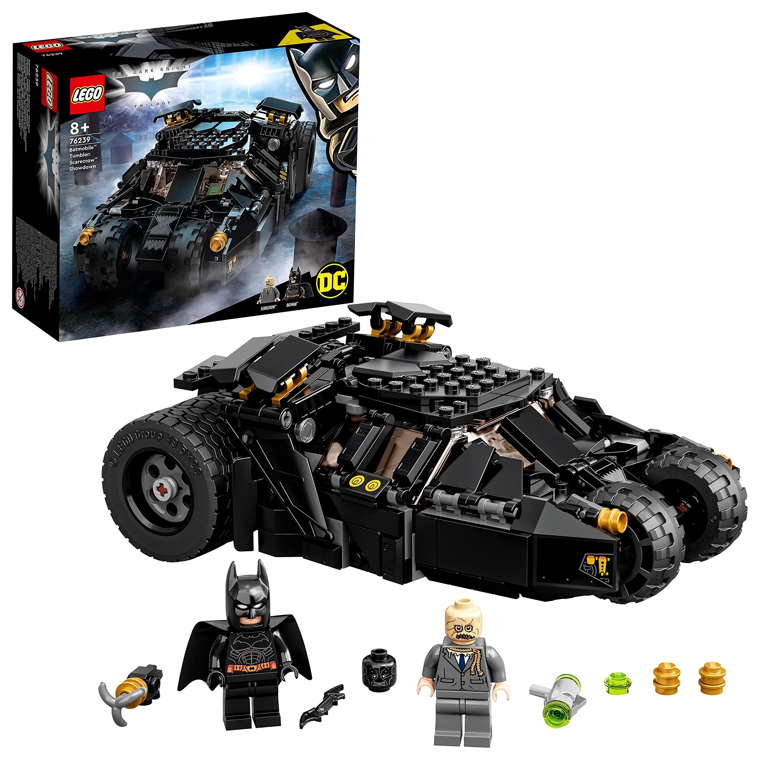 LEGO 76239 DC Batman Batmobile Tumbler: Scarecrow Showdown Toy Car with Minifigures, Batarang & Grappling Gun, Gift for Boys and Girls Age 8 Plus