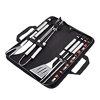 Amazon Basics 11-Piece Stainless Steel Barbeque Grilling Tool Set with Carry Bag