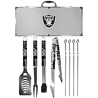 NFL Siskiyou Sports Fan Shop Las Vegas Raiders Steel Tailgater BBQ Set w/Case 8 piece Gray