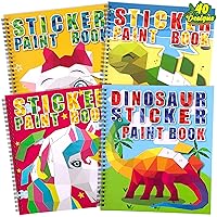 4PCS Crafts for Kids Ages 4-8 Sticker Books - Includes Dinosaur Llama Turtle and More Animal Designs Gift Party Create 40 Pictures