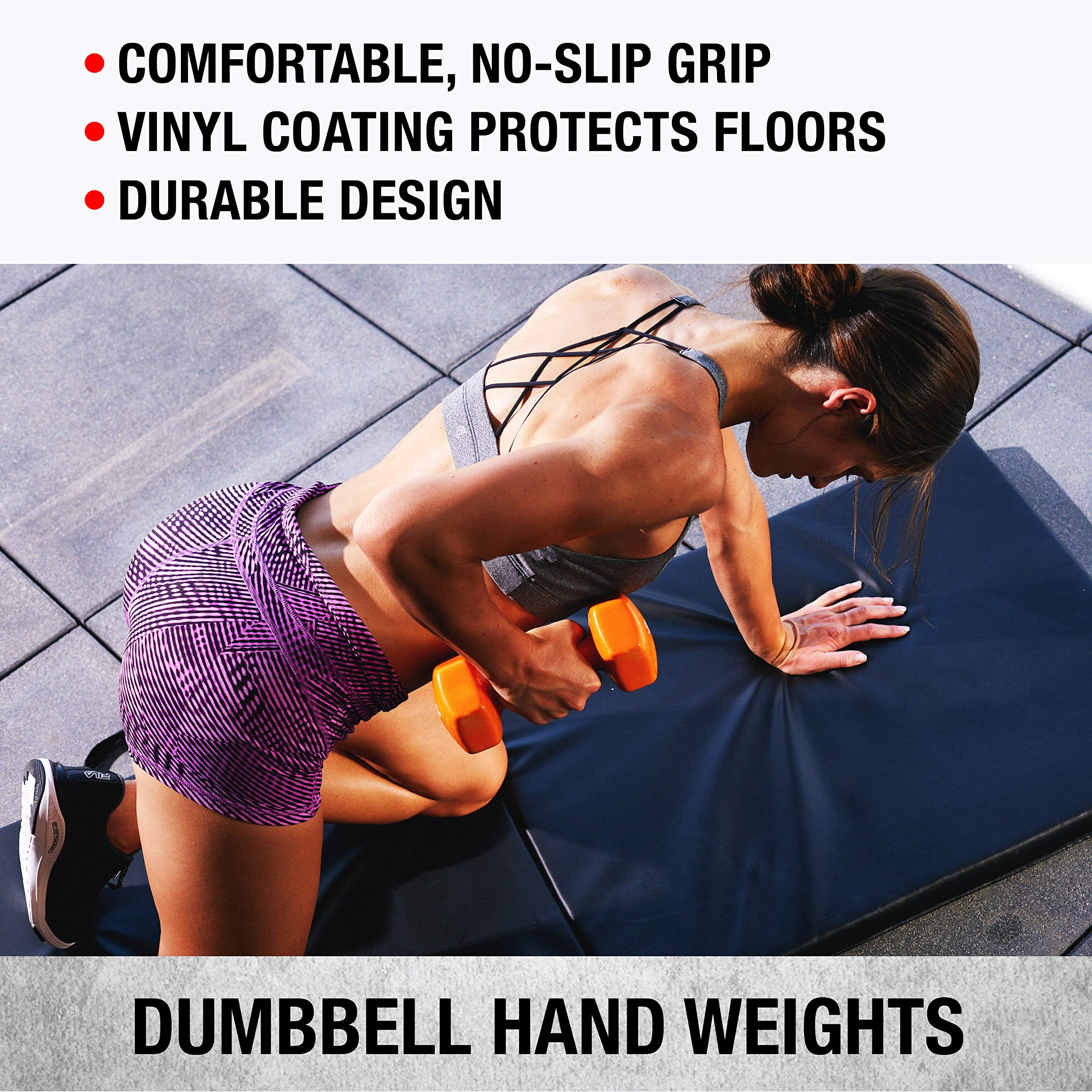 Dumbbells Hand Weights Set of 2 - Vinyl Coated Exercise & Fitness Dumbbell for Home Gym Equipment Workouts Strength Training Free Weights for Women, Men (1-10 Pound, 12, 15, 18, 20 lb)