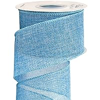 Ribbli Baby Blue Burlap Wired Ribbon,2-1/2” Inch x Continuous 10 Yard, Wired Edge Ribbon for Big Bow,Wreath,Baby Shower Decoration,Outdoor Decoration