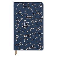 Designworks Ink Cloth Hardcover Journal Notebook with Lined Pages and Ribbon Marker for Work, Writing, Journaling - Navy Blue Journal with Gold Constellation, It Is Written In The Stars 5.125
