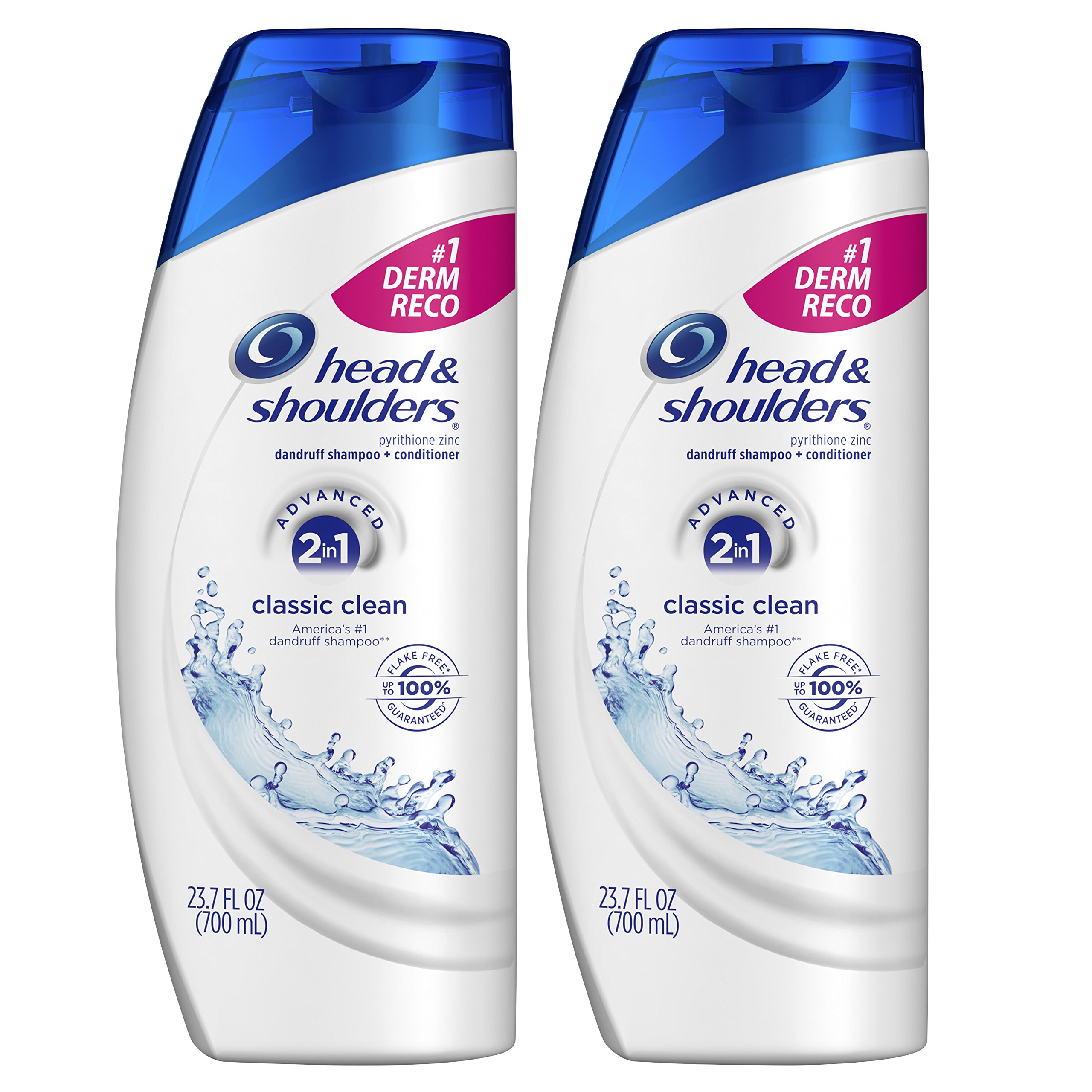 Head and Shoulders Classic Clean 2 in 1 Anti Dandruff Shampoo and Conditioner, 23.7 Fl Oz (Pack of 2)