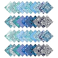 Soimoi Precut 10-inch Aaian Batik Prints Cotton Fabric Bundle Quilting Squares Charm Pack DIY Patchwork Sewing Craft- Sea Green & Blues