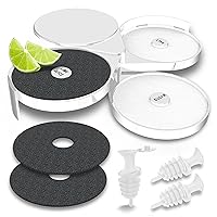 Esatto Glass Salt Rimmer 3 Tier for Margarita Tray and Cocktail, White with 2 Extra Sponge’s + 3 Pourers – Apply Salt, Sugar, and Lime Juice for Better Drinks and Efficient Drink Preparation