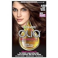 Garnier Olia Ammonia Free Permanent Hair Color, 100% Gray Coverage (Packaging May Vary), 6.03 Light Neutral Brown Hair Dye, Pack of 1