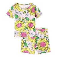 The Children's Place Baby Girls' and Toddler Sleeve Top and Shorts Pajama Set