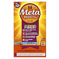 Metamucil On-The-Go, Daily Psyllium Husk Powder Supplement, Sugar-Free Powder, 4-in-1 Fiber for Digestive Health, Orange Flavored Drink, 44 Packets